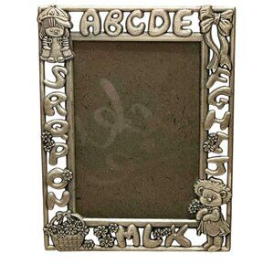Vintage Henrich Pewter Alphabet Picture Frame 3 3/4 x 5 1/8 Photo ABCs